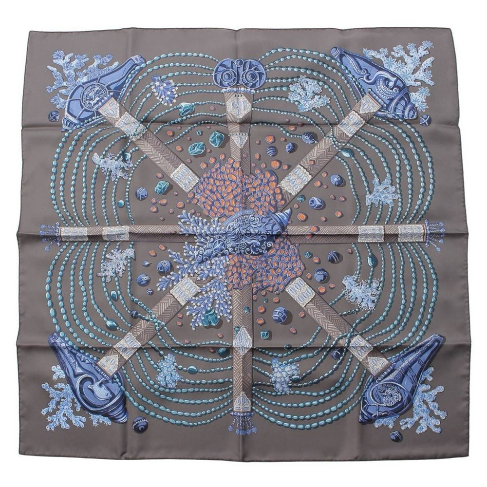 Hermes Chemins de Corail Coral Paths 90 cm silk scarf